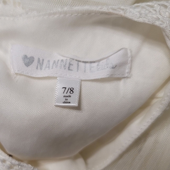 NANNETTE - 7/8 Elegant White Lace Kids Dress - Picture 8 of 9